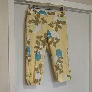 Floral Cropped  Pants - Yellow and Blue Loft